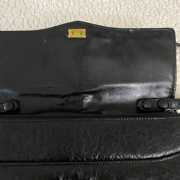 Vintage black ostrich clutch bag - Picture 3 of 5